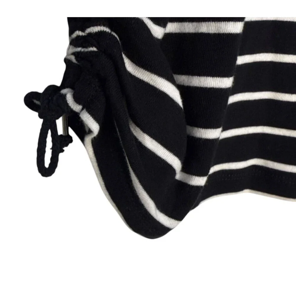 Chaps Women's 3/4 Sleeve Crewneck Boatneck Black White Stripe‎ Cotton Size Large